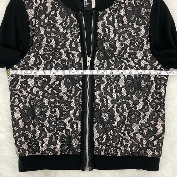 H&M Black Lace Bomber Jacket With Nude Base, Size Small - Picture 5 of 8